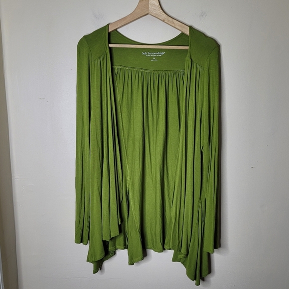 Soft Surroundings Draped Open-Front Cardigan Jacket 1X Flowing Knit Layering - Picture 2 of 6